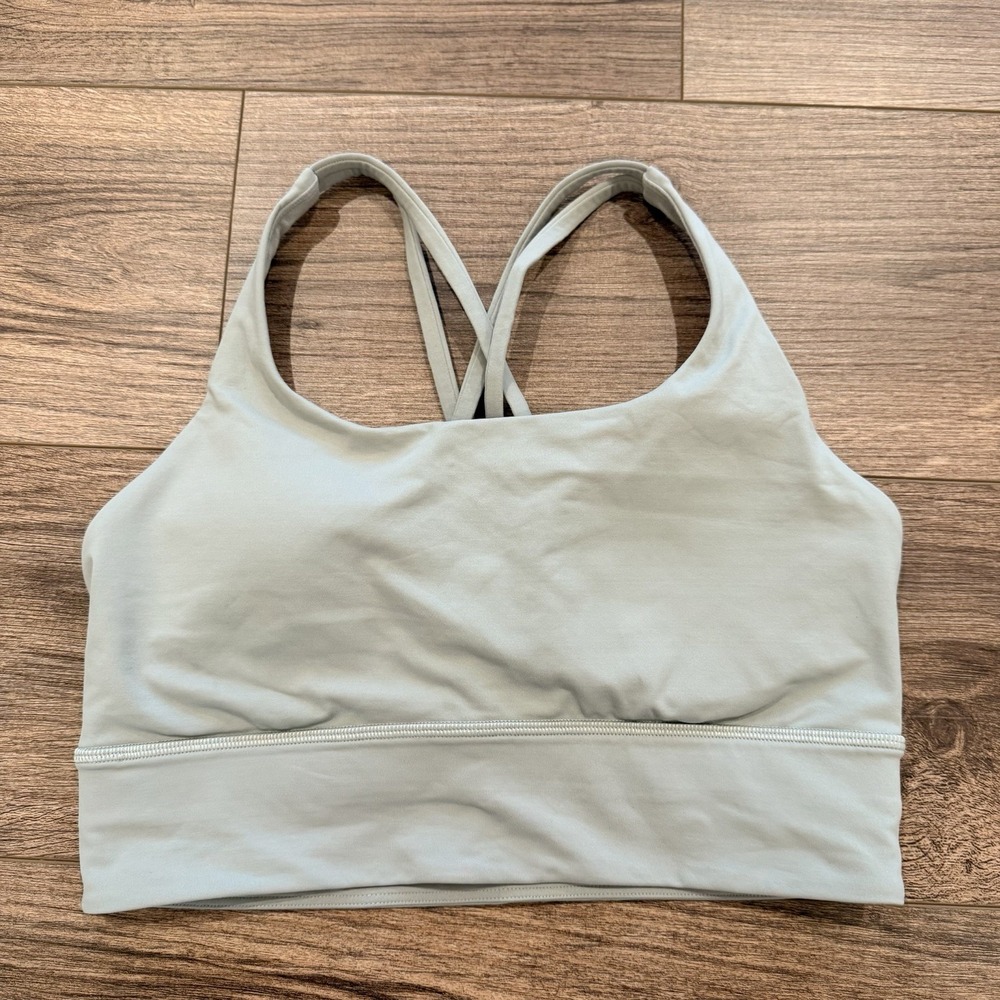 LULULEMON Energy Bra Long Line Bra Bone Strappy Back Size 8, B-D Cup